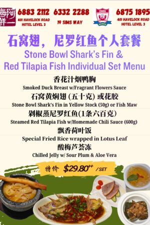 Stone Bowl Shark's Fin & Red Tilapia Fish Individual Set Menu